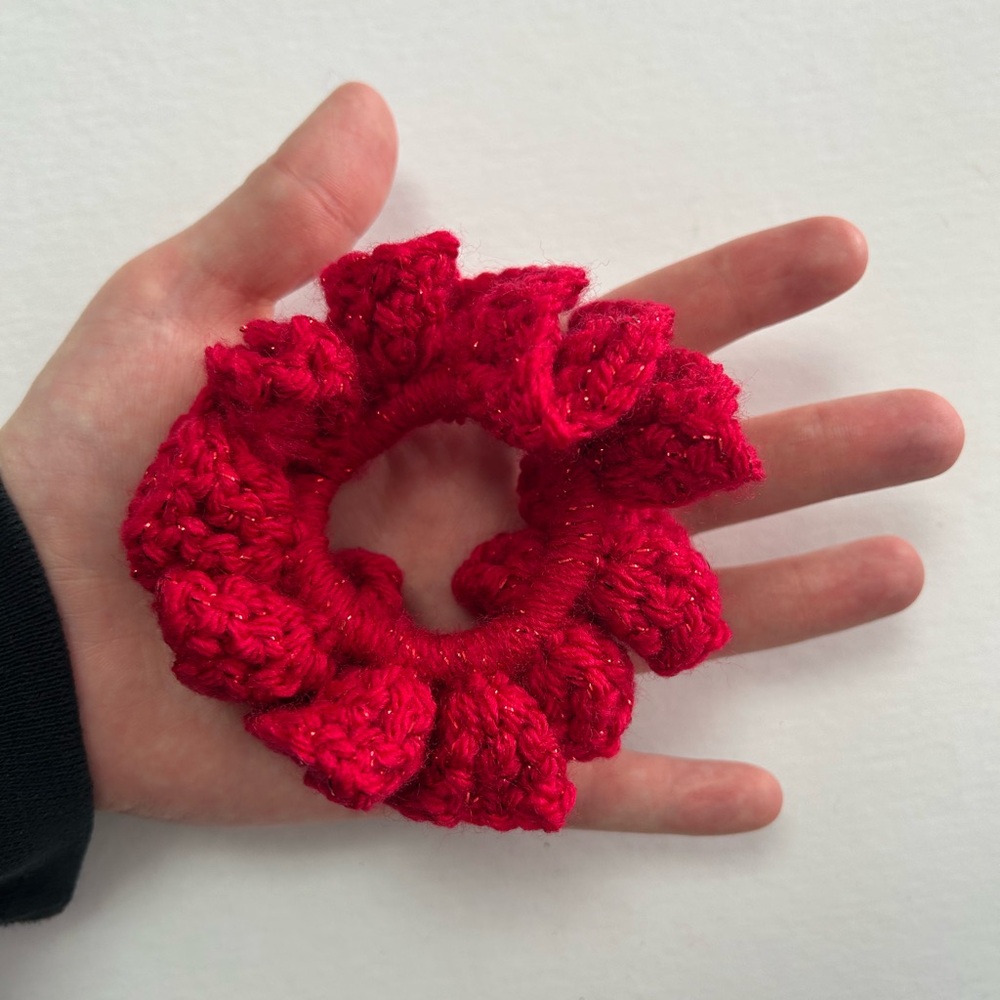 Red Crochet Hair Scrunchie